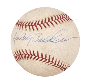 1995 Sparky Anderson Signed OAL Budig Baseball Used In Andersons 4000th Game as Manager (Anderson Family LOA & Beckett)